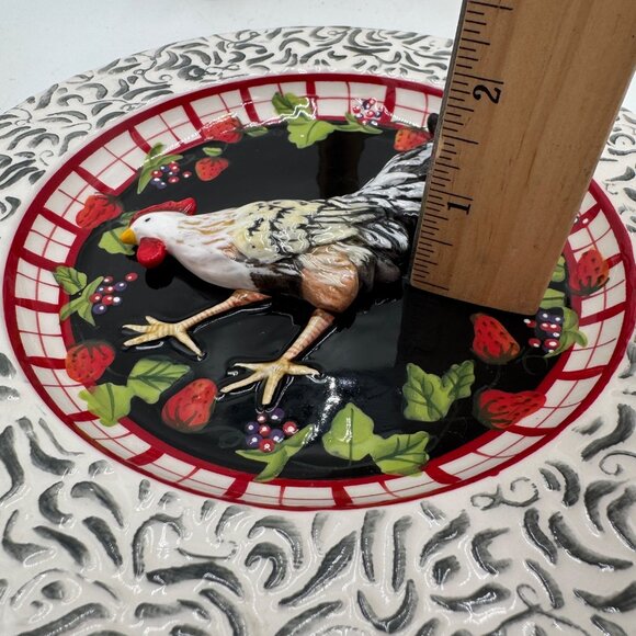Vintage Bella Casa by Ganz Hand Painted Hen Chicken 3D Wall Plate Decor black wh - Picture 15 of 15